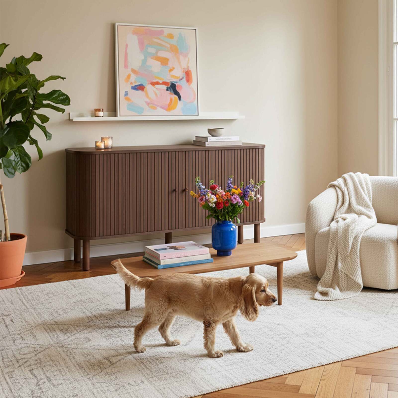 Aparador efecto madera 2 puertas 140 cm estilo boho