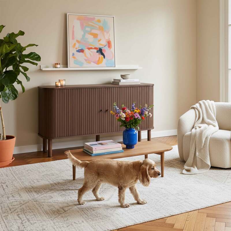 Aparador efecto madera 2 puertas 140 cm estilo boho