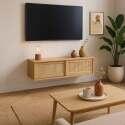 Mueble TV suspendido efecto madera 108 cm estilo boho