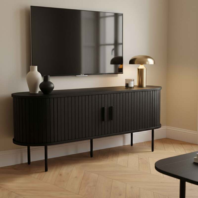 Mueble TV de efecto madera y metal 120 cm estilo boho (6/7)