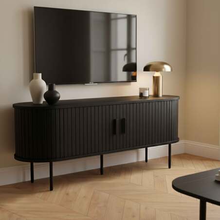 Mueble TV de efecto madera y metal 120 cm estilo boho (6/7)