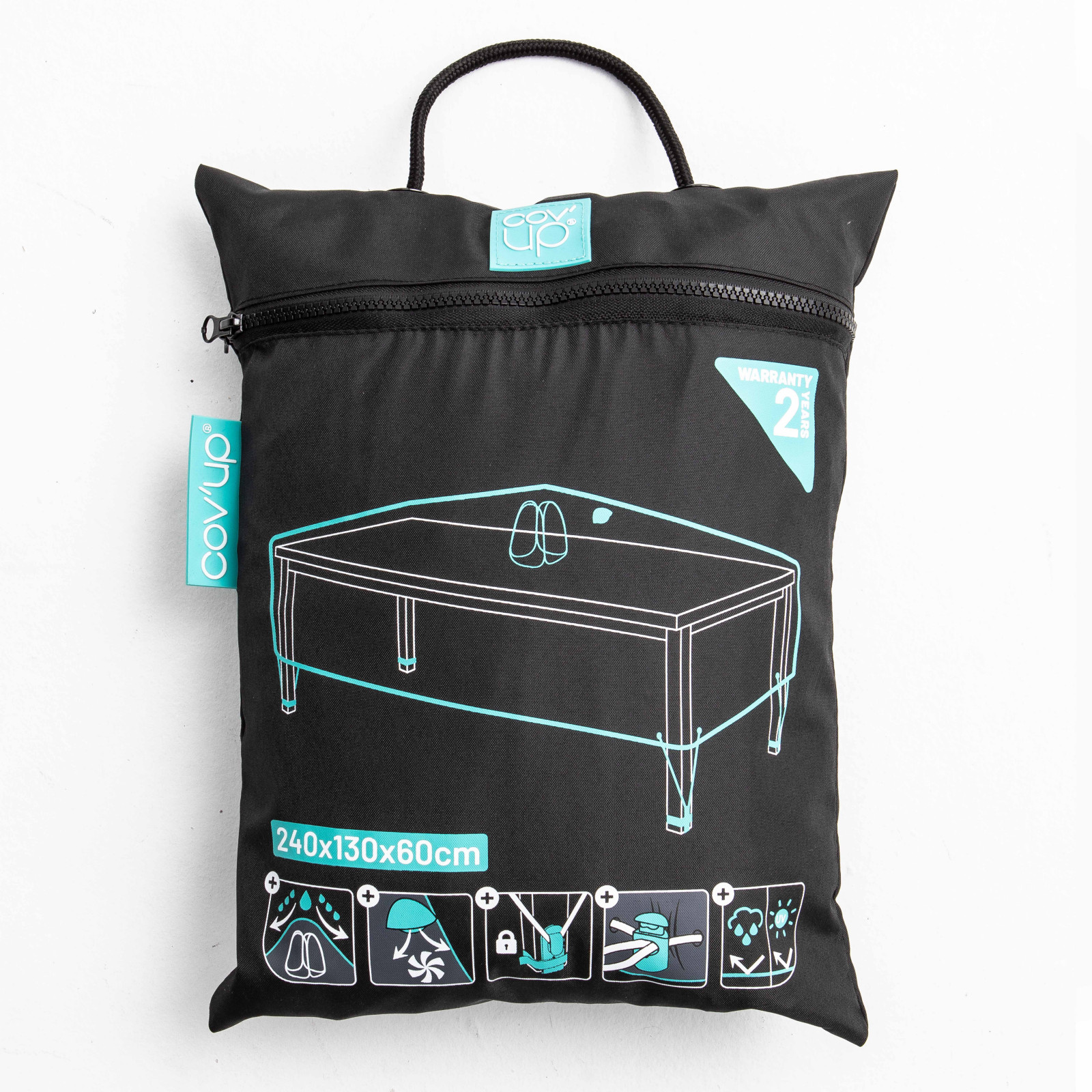 Funda para mesa de jardín negra 240 x 130 cm