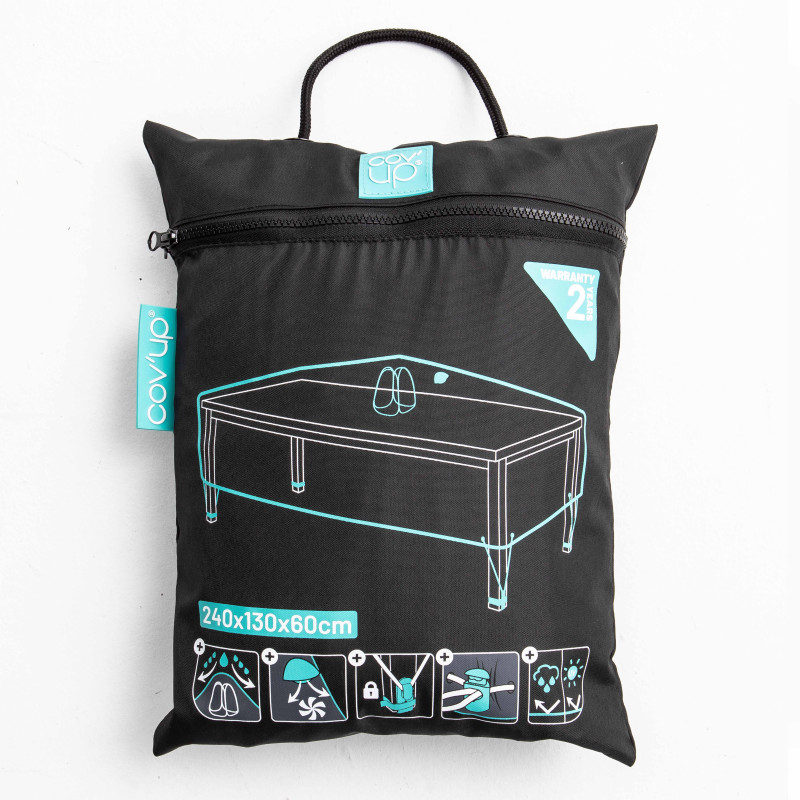 Funda para mesa de jardín negra 240 x 130 cm