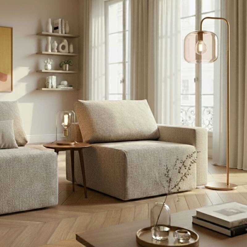 Sillón esquinero de tela para sofá modular con cojínes