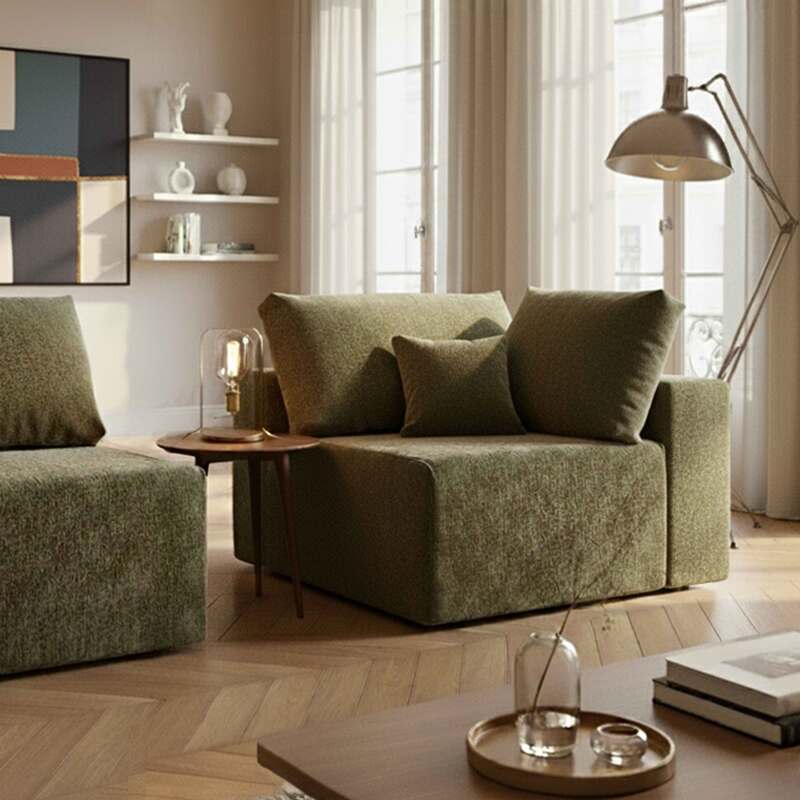 Sillón esquinero de tela para sofá modular con 2 cojínes de archivo