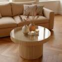 Mesa de centro de madera y cristal templado redonda Ø59 cm estilo escandinavo