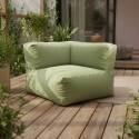 Sofá modular a rayas de exterior para 4 personas con 1 sillón, 2 sillones esquineros y 1 puf