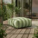 Sofá modular a rayas de exterior para 4 personas con 1 sillón, 2 sillones esquineros y 1 puf