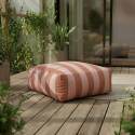 Sofá modular a rayas de exterior para 4 personas con 1 sillón, 2 sillones esquineros y 1 puf
