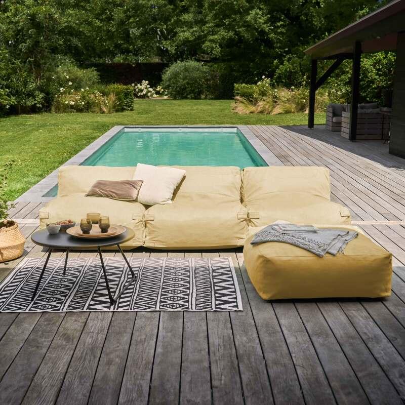 Sofá modular de exterior para 4 personas con 3 sillones y 1 puf