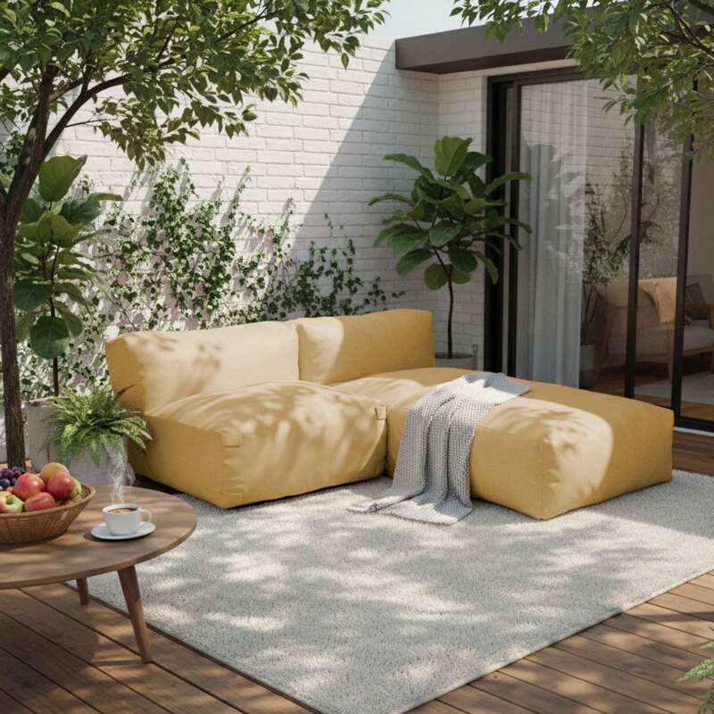 Sofá modular de exterior para 2 personas con 1 sillón y 1 chaise longue