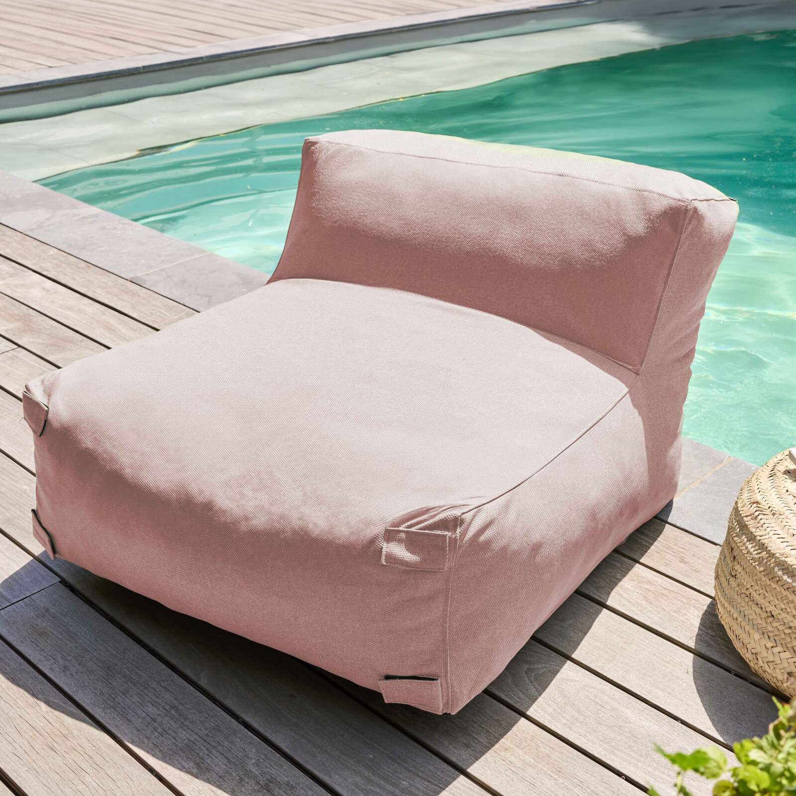 Sofá modular de exterior para 3 personas con 1 sillón, 1 sillón esquinero y 1 chaise longue
