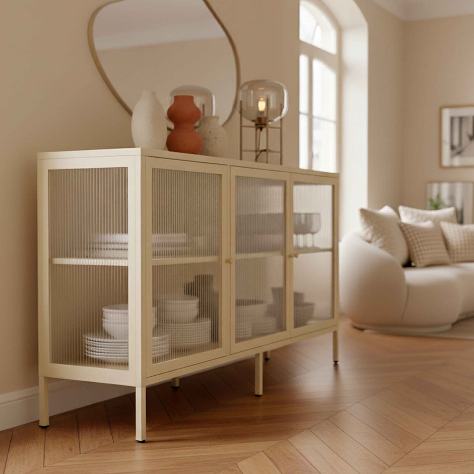 Aparador de metal 3 puertas 140 cm