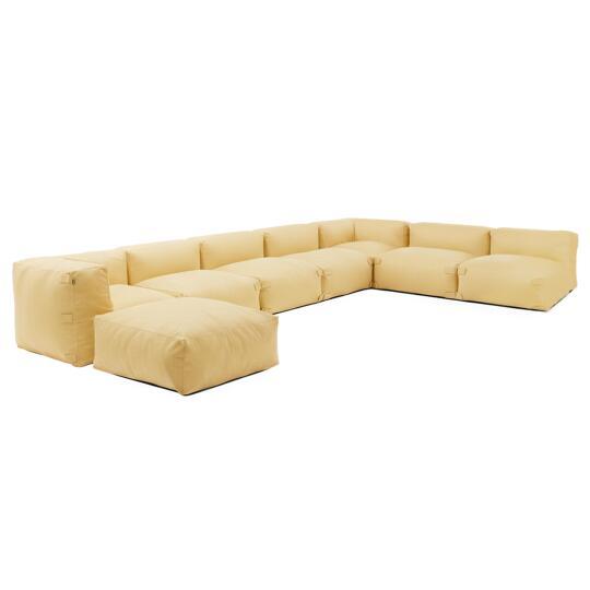 Sofá modular de exterior para 8 personas con 5 sillones, 2 sillones esquineros y 1 puf | Oviala