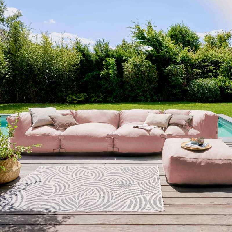 Sofá modular de exterior para 5 personas con 2 sillones, 2 sillones esquineros y 1 puf (5/6)