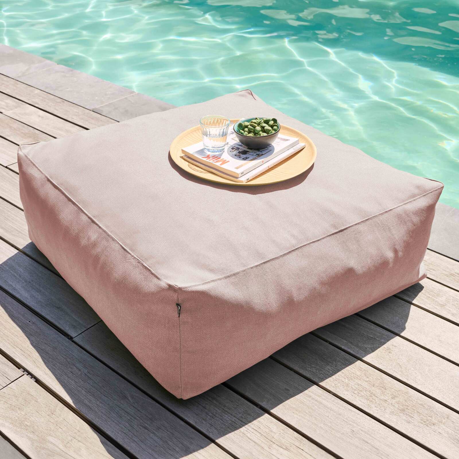 Sofá modular de exterior para 5 personas con 2 sillones, 2 sillones esquineros y 1 puf