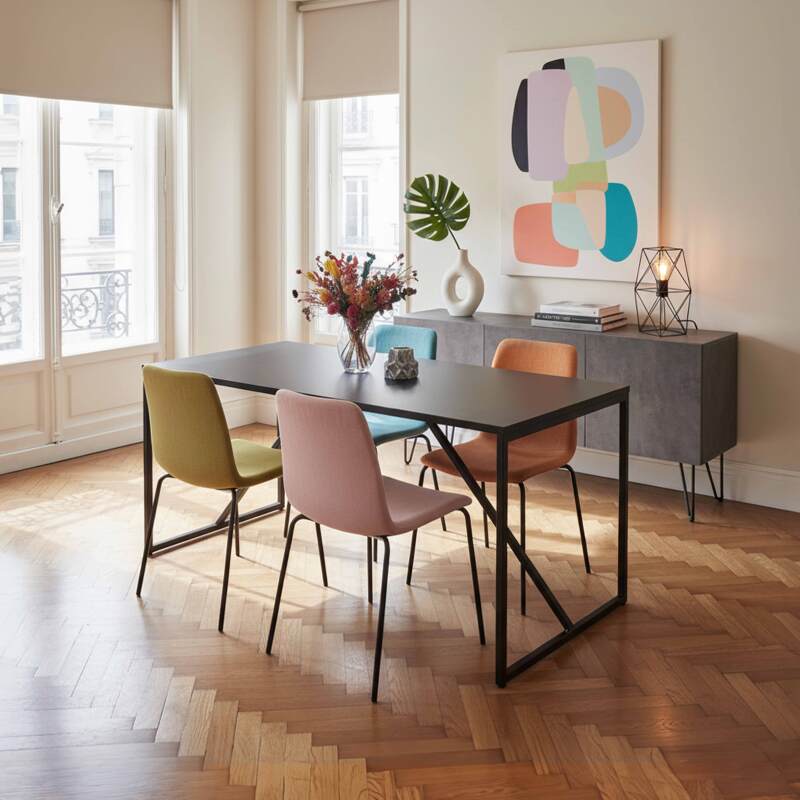 Mesa de comedor de metal 4 personas