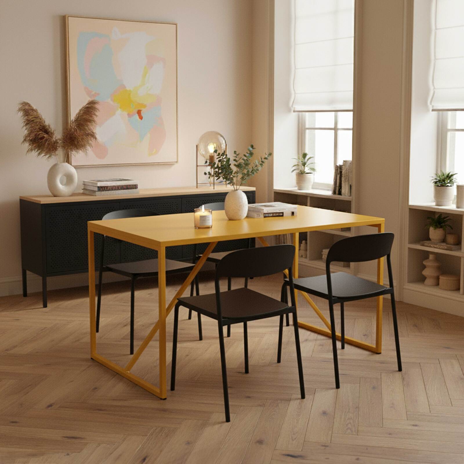 Mesa de comedor de metal 4 personas