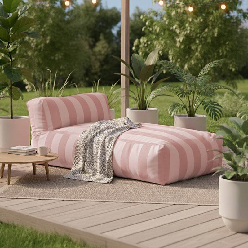 Chaise longue a rayas para sofá modular de exterior