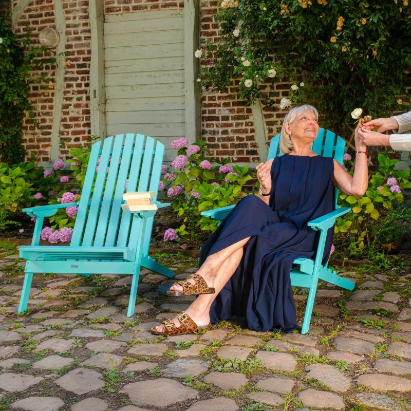 Lote de 2 sillas reclinables plegables con 3 posiciones ajustables en madera de eucalipto certificada FSC® (2/6)