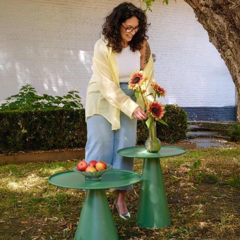 Lote de 2 mesas bajas redondas de jardín