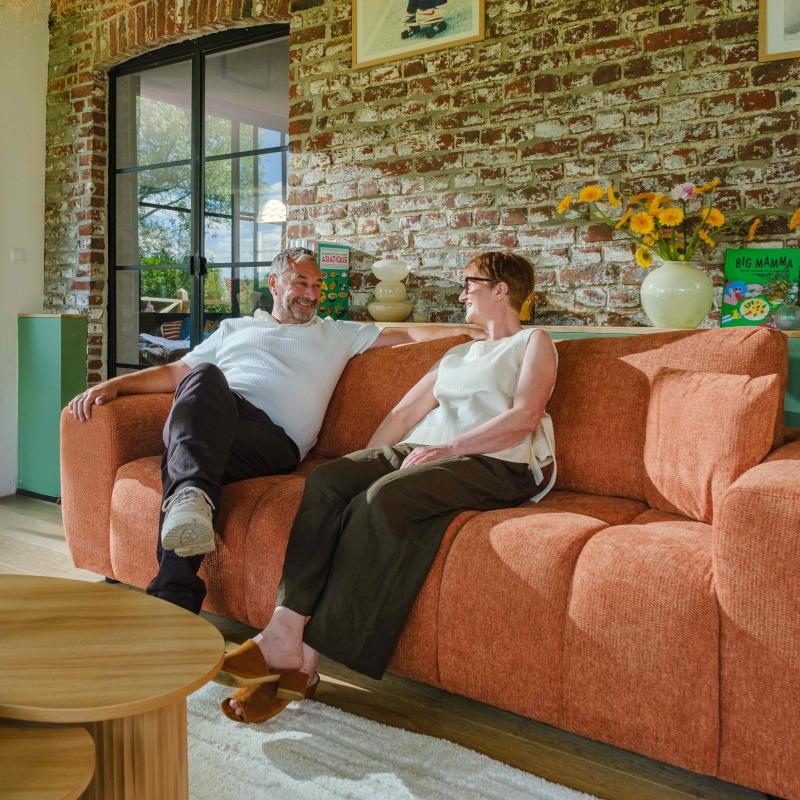 Sofá de 3 plazas de tela con cojines (7/9)