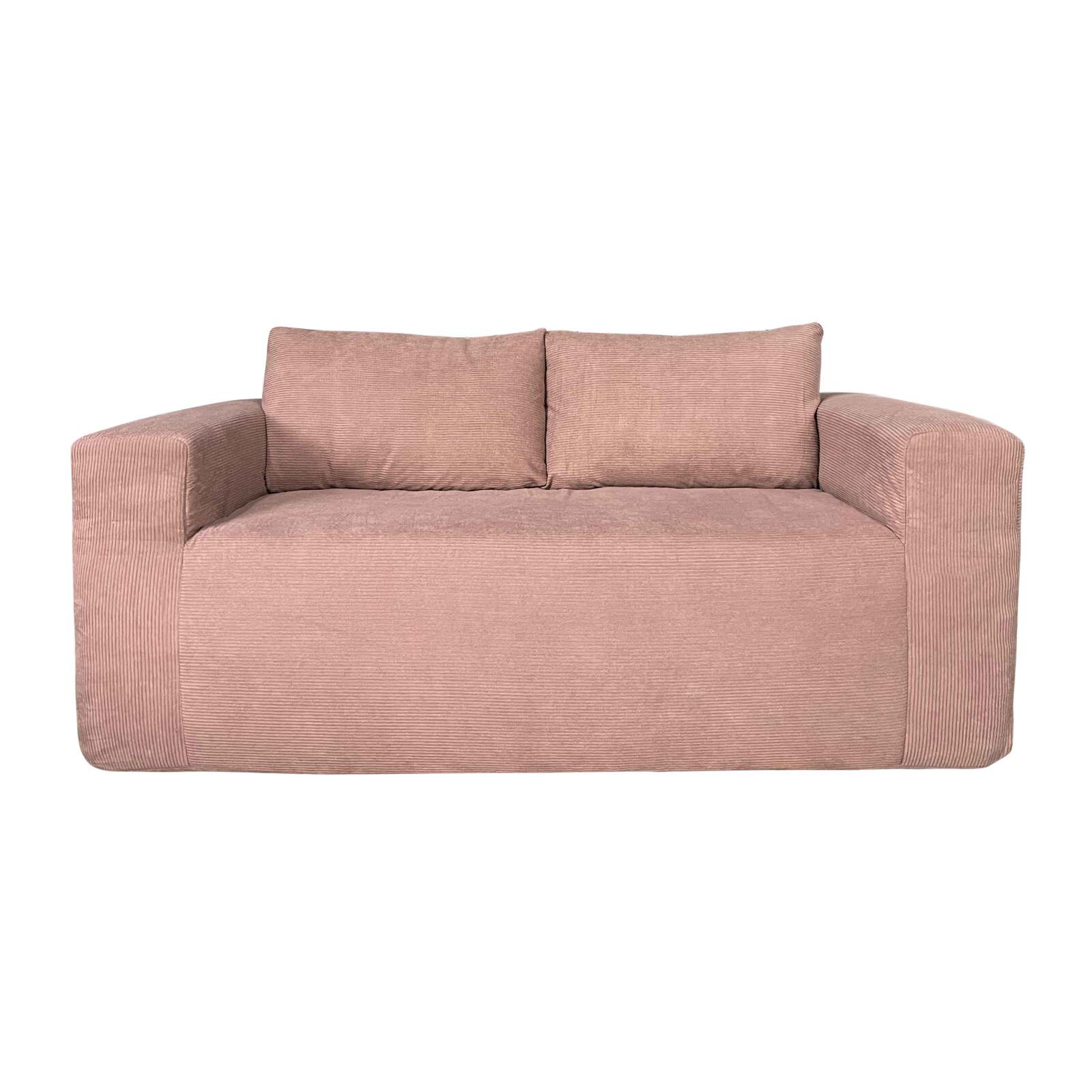 Sofá 2 plazas en tejido acanalado con cojínes