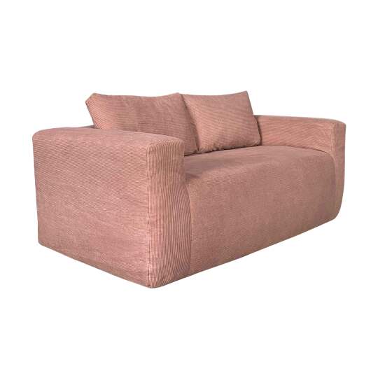 Sofá 2 plazas en tejido acanalado con cojínes | Oviala