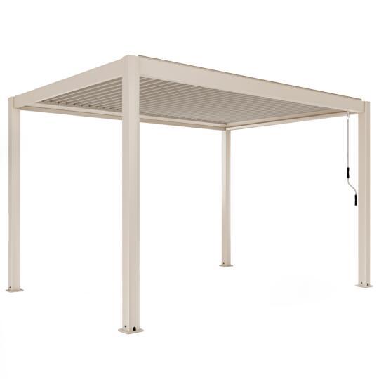 Pérgola bioclimática 4x3 m autoportante manual en aluminio crema