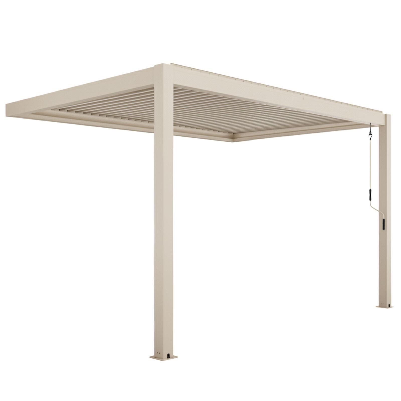 Pérgola bioclimática 4x3 m adosada manual en aluminio crema