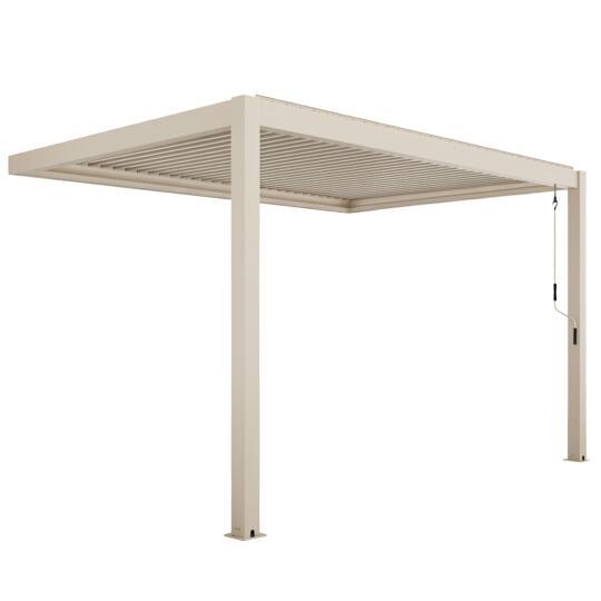 Pérgola bioclimática 4x3 m adosada manual en aluminio crema