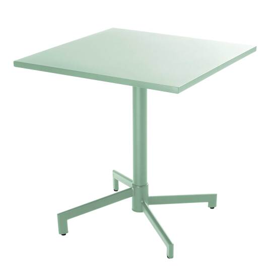 Mesa de jardín cuadrada reclinable de metal 2 a 4 personas con pie empotrado 70x70 cm | Oviala