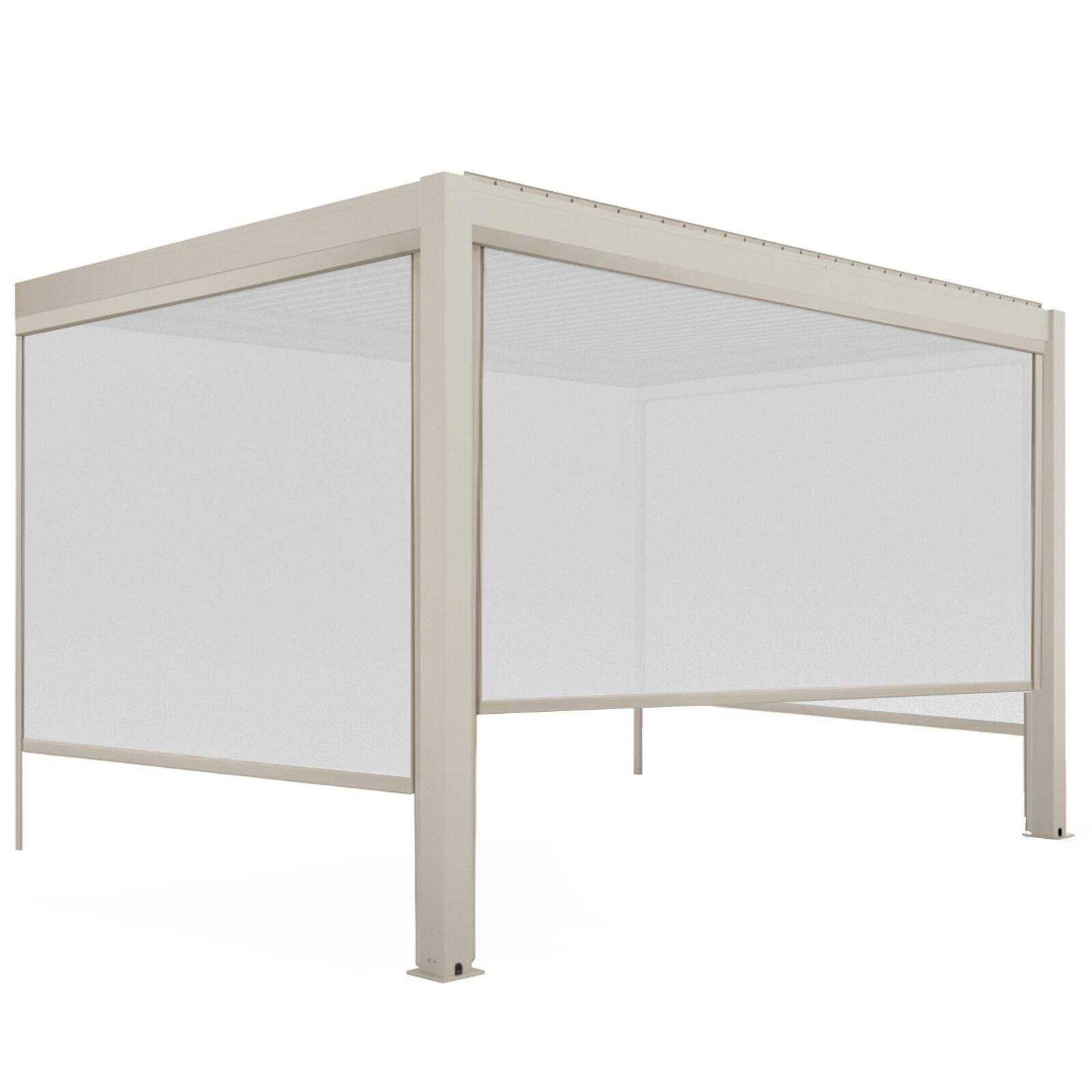 Pérgola bioclimática 4x3 m adosada manual en aluminio crema con toldo