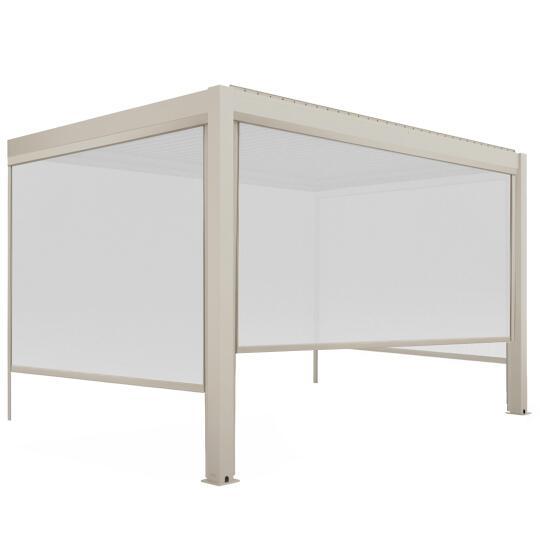 Pérgola bioclimática 4x3 m adosada manual en aluminio crema con toldo