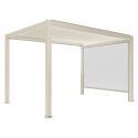 Pérgola bioclimática 4x3 m autoportante motorizada en aluminio crema con iluminación LED con toldo