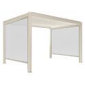 Pérgola bioclimática 4x3 m autoportante motorizada en aluminio crema con iluminación LED con toldo