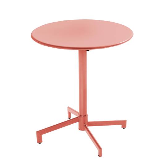 Mesa de jardín redonda reclinable de metal 2-4 personas con pie empotrado Ø70x72 cm | Oviala