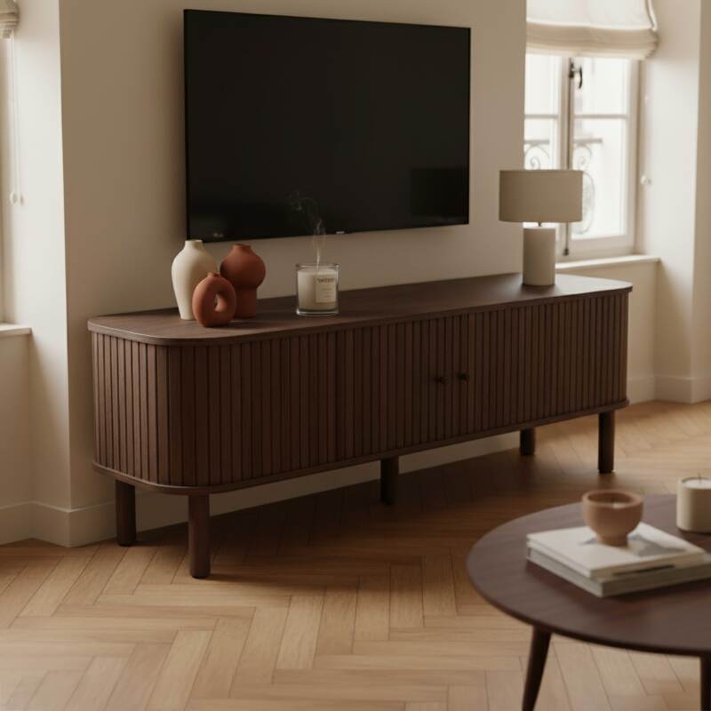 Mueble TV de efecto madera 150 cm estilo escandinavo