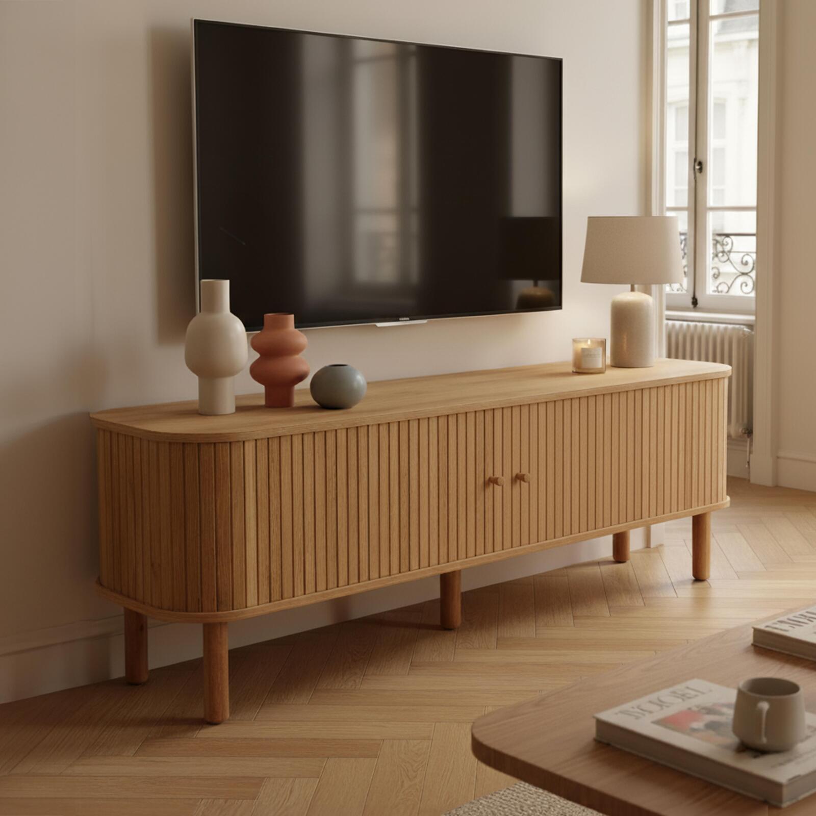 Mueble TV de efecto madera 150 cm estilo escandinavo