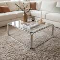 Mesa de centro de cristal templado cuadrada 90x90 cm