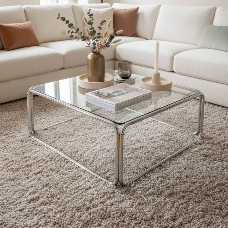 Mesa de centro de cristal templado cuadrada 90x90 cm (6/8)