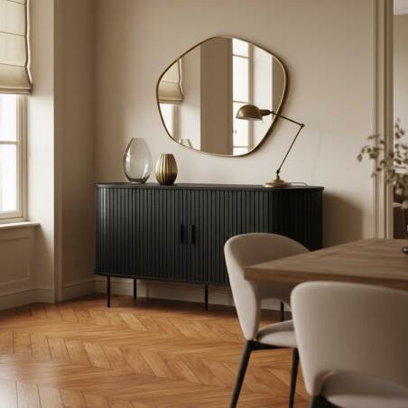 Aparador efecto madera y metal 2 puertas efecto lamas 140 cm