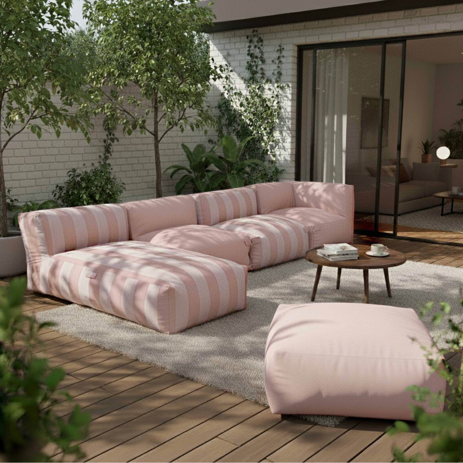 Chaise longue a rayas para sofá modular de exterior