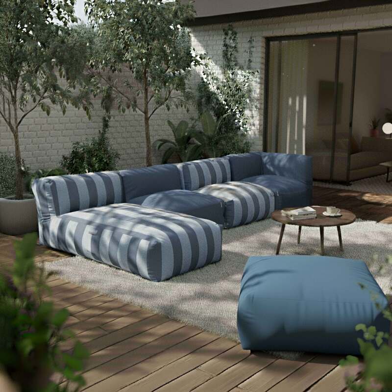 Chaise longue a rayas para sofá modular de exterior (5/6)