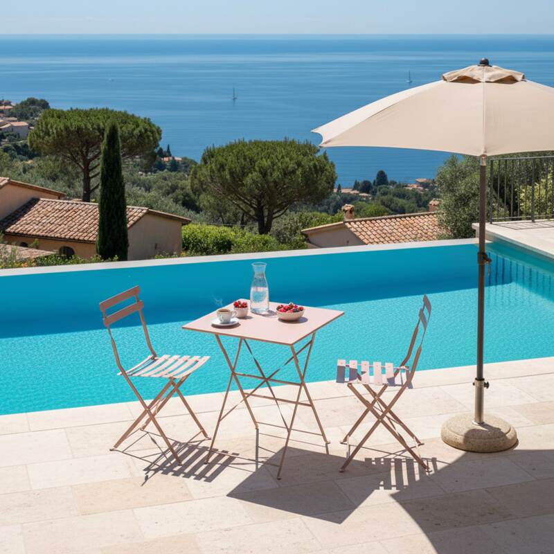 Mesa de jardín bistró cuadrada plegable de metal 2 personas 60x60 cm (4/5)