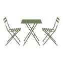 Mesa de jardín bistro cuadrada plegable de metal de 60x60 cm y 2 sillas plegables