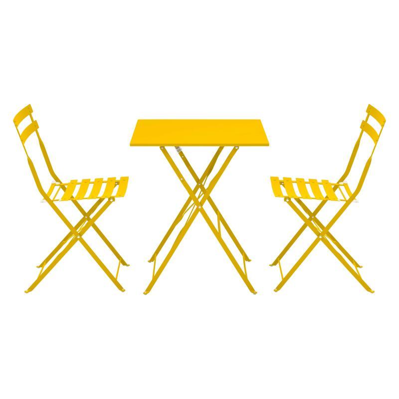 Mesa de jardín bistro cuadrada plegable de metal de 60x60 cm y 2 sillas plegables (2/7)