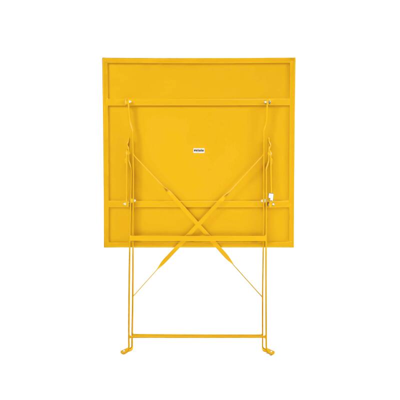 Mesa de jardín bistro cuadrada plegable de metal de 60x60 cm y 2 sillas plegables (4/7)