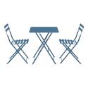 Mesa de jardín bistro cuadrada plegable de metal de 60x60 cm y 2 sillas plegables