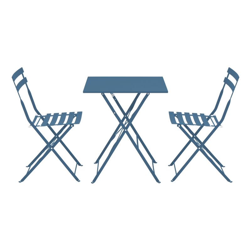 Mesa de jardín bistro cuadrada plegable de metal de 60x60 cm y 2 sillas plegables (2/7)